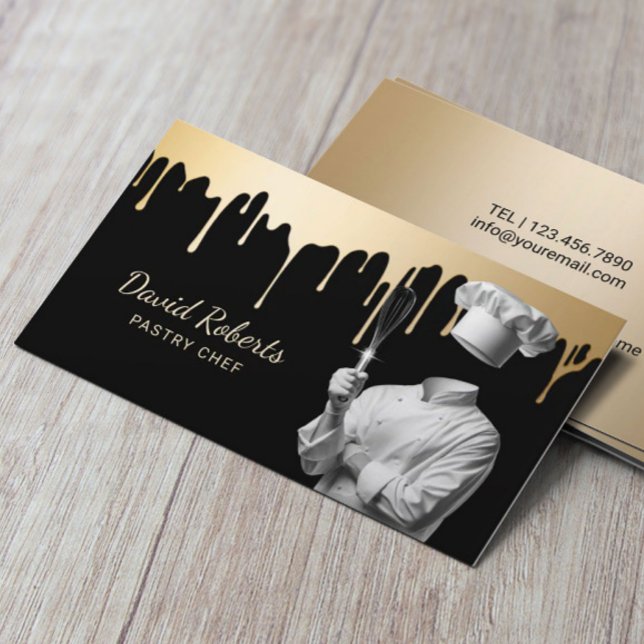 Tarjeta De Visita Pastel de pastelería y Whisk Panadería de Oro Mode (Subido por el creador)