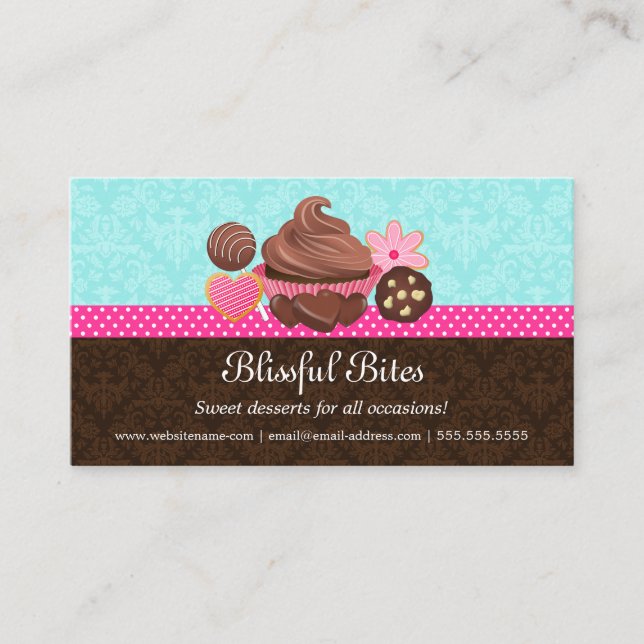 Tarjeta De Visita Pastel de pasteles de chocolate y postres de cocin (Anverso)