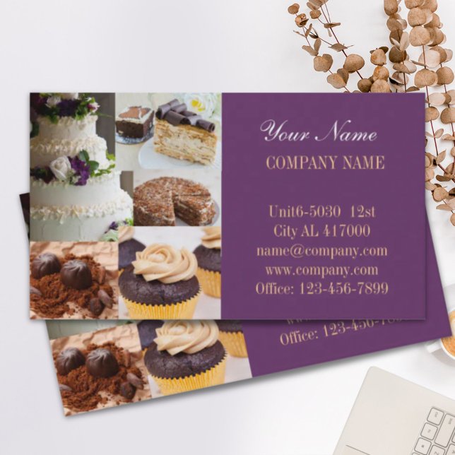 Tarjeta De Visita Pastel de postre moderno pastelería panadería (Modern dessert cake cupcake baker bakery business card)
