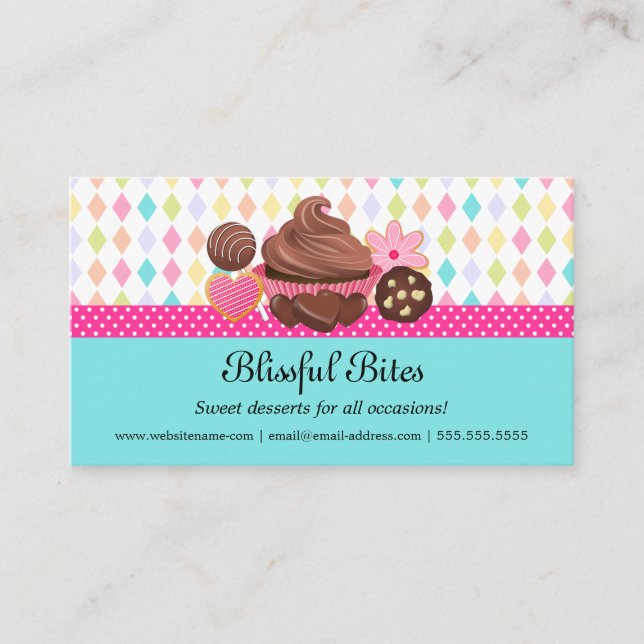 Tarjeta De Visita Pastel de tarta festivo u galletas postres (Anverso)