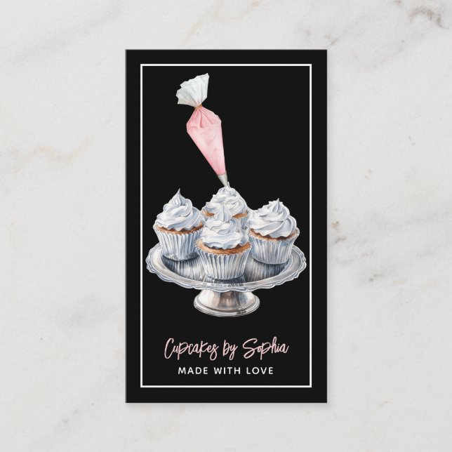 Tarjeta De Visita Pastel de tarta moderna Baker Pastry Chef Comedor  (Anverso)