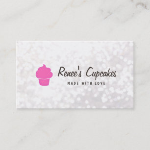 Tarjeta De Visita Pastel de tarta rosa dulce de bollería blanca