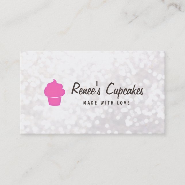 Tarjeta De Visita Pastel de tarta rosa dulce de bollería blanca (Anverso)