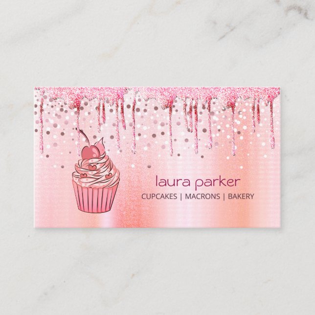 Tarjeta De Visita Pastel de torta en casa Panadería pastelería Rosa  (Anverso)
