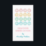 Tarjeta De Visita Pastel Donuts | Panadería pastelera<br><div class="desc">Tarjeta blanca de negocios con donuts de color pastel. Una deliciosa tarjeta de visita para un pastelero o panadería en rosa,  blanco,  verde,  amarillo y azul.</div>
