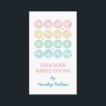 Tarjeta De Visita Pastel Donuts | Panadería pastelera<br><div class="desc">Tarjeta blanca de negocios con donuts de color pastel. Una deliciosa tarjeta de visita para un pastelero o panadería en rosa,  blanco,  verde,  amarillo y azul.</div>