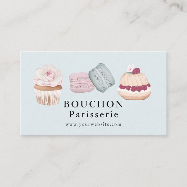 Tarjeta De Visita Pastel dulce Macaron Pastel de pasteles blancos Pa (Anverso)