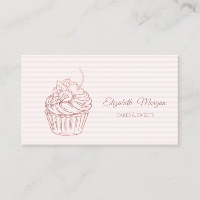 Tarjeta De Visita Pastel elegante moderno, dulces, a rayas (Anverso)