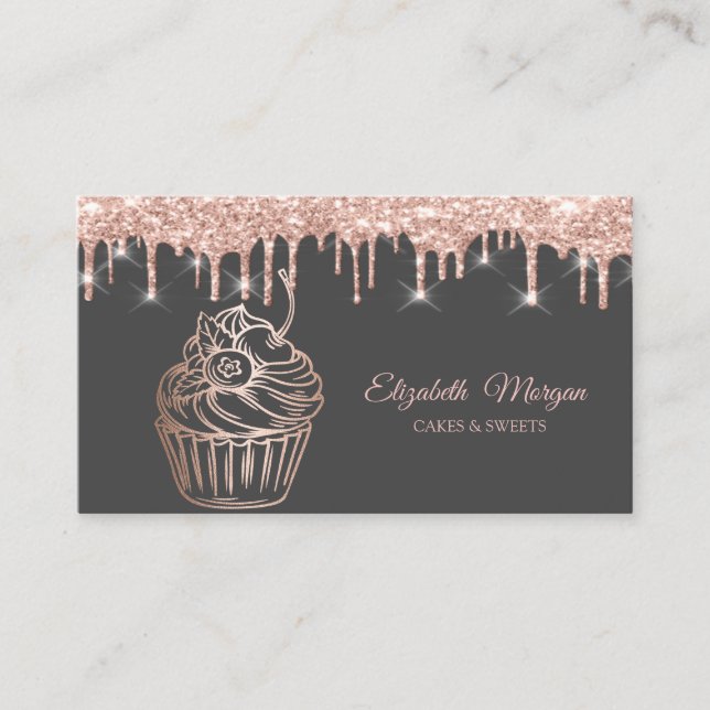 Tarjeta De Visita Pastel elegante moderno, dulces, golosinas (Anverso)