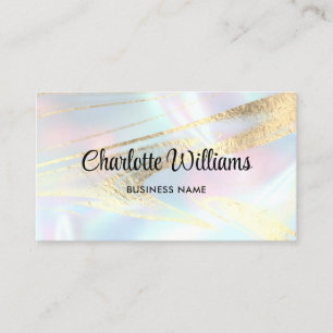 Tarjeta De Visita Pastel Faux Holographic Elegante Pastel Opal