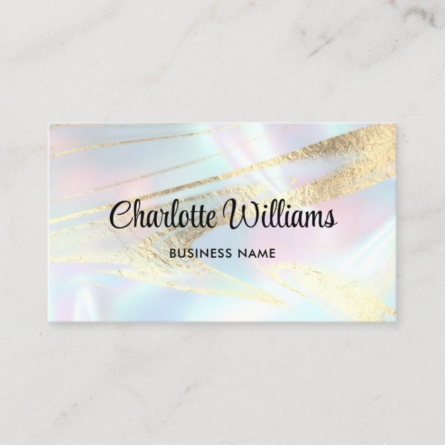 Tarjeta De Visita Pastel Faux Holographic Elegante Pastel Opal (Anverso)