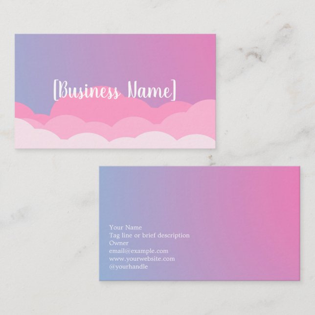 Tarjeta De Visita Pastel Gradient Business Card with Clouds | Custom (Anverso / Reverso)