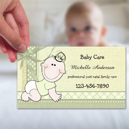 Tarjeta de visita Pastel Green Baby Care Baby Sitt