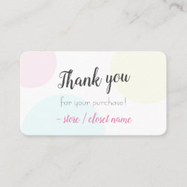 Tarjeta De Visita Pastel Moderno Simple Gracias Por Su Compra