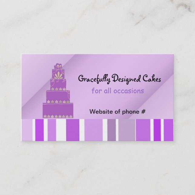 Tarjeta De Visita Pastel morado y rayas (Anverso)