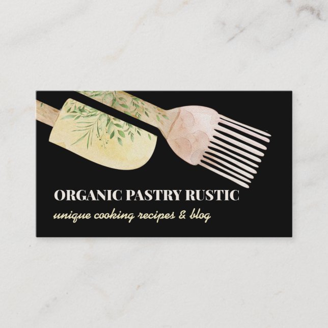 Tarjeta De Visita Pastel negro Ilustracion pastelería panadería (Anverso)