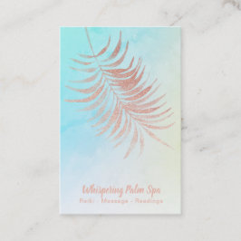 Tarjeta De Visita *~* Pastel Ombre Rosa Oro Hoja de Palma Turquesa