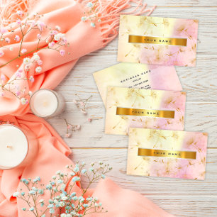 Tarjeta De Visita Pastel Oro Rosa Grungy Dandelion Confetti Vip