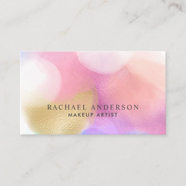 Tarjeta De Visita Pastel Paint Splotches Makeup Artist (Anverso)