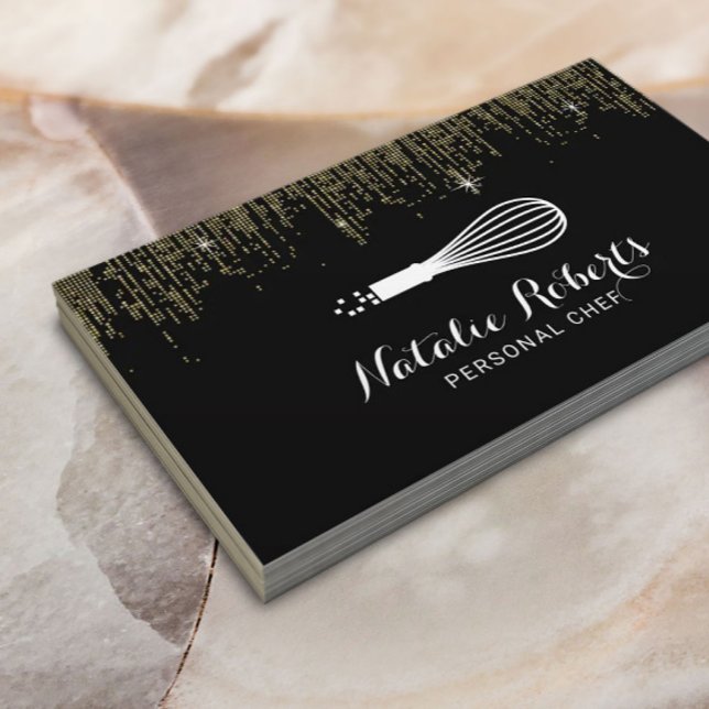Tarjeta De Visita Pastel personal Chef Whisk Logo Confetti moderno (Subido por el creador)