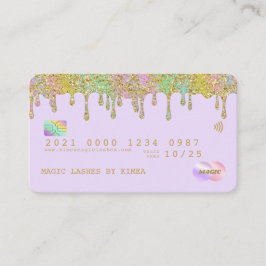 Tarjeta De Visita Pastel Rainbow Purpurina Luxury Credit Style Busin