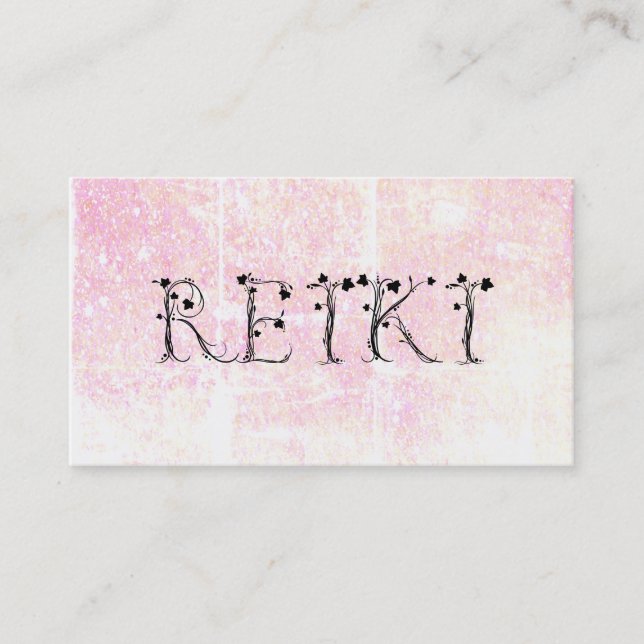 Tarjeta De Visita *~* Pastel REIKI Ivy Typography Grunge Purpurina (Anverso)