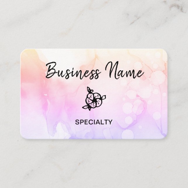 Tarjeta De Visita *~* Pastel Resumen Ombre Peach Logo QR Girly (Anverso)