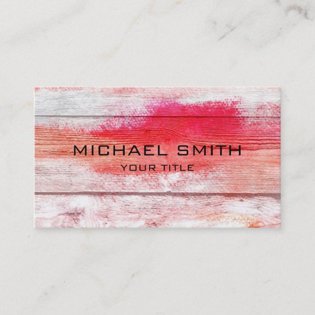 Tarjeta De Visita Pastel rojo en la madera (Anverso)