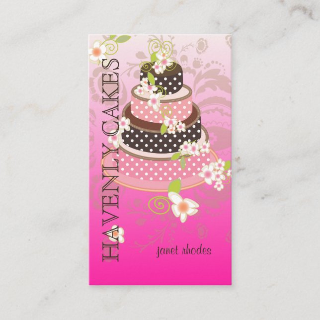 Tarjeta De Visita Pastel rosa + Boda de chocolate/Panadería/Pasteler (Anverso)