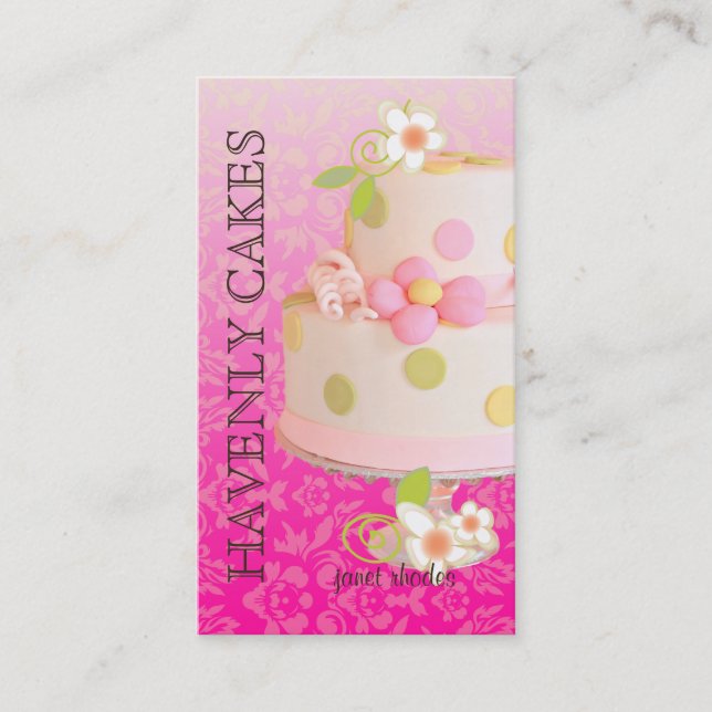 Tarjeta De Visita Pastel rosa + Boda de chocolate/Panadería/Pasteler (Anverso)