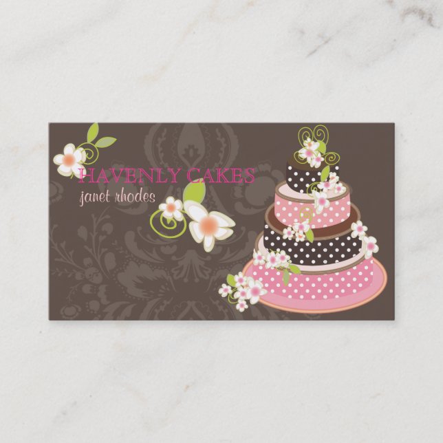Tarjeta De Visita Pastel rosa + Boda de chocolate/Panadería/Pasteler (Anverso)
