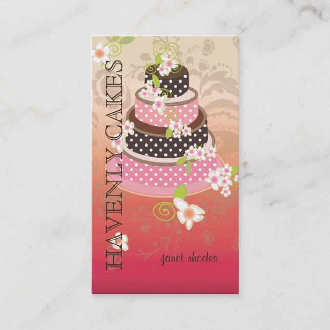 Tarjeta De Visita Pastel rosa + Boda de chocolate/Panadería/Pasteler (Anverso)