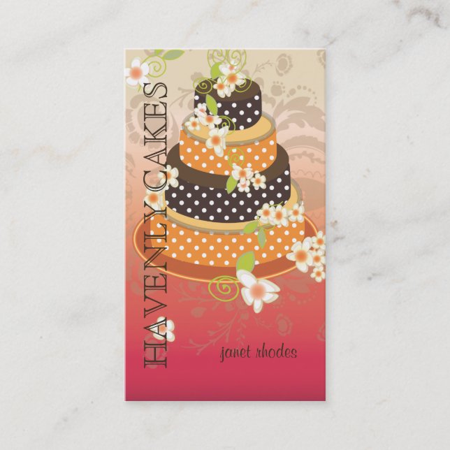 Tarjeta De Visita Pastel rosa + Boda de chocolate/Panadería/Pasteler (Anverso)