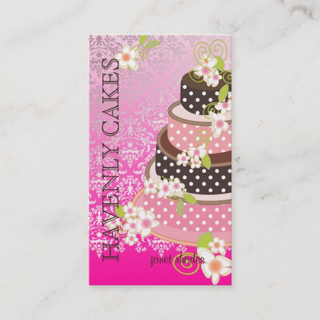 Tarjeta De Visita Pastel rosa + Boda de chocolate/Panadería/Pasteler (Anverso)