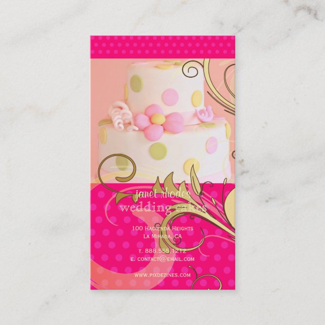 Tarjeta De Visita Pastel rosa Boda/Panadería/Pastelería (Anverso)