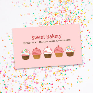 Tarjeta De Visita Pastel rosa de panadería elegante
