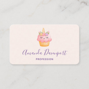 Tarjeta De Visita Pastel rosa dulce Unicornio con Rosas