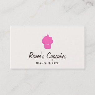 Tarjeta De Visita Pastel rosa lindo Sencillo Pastelería Retro Crema 