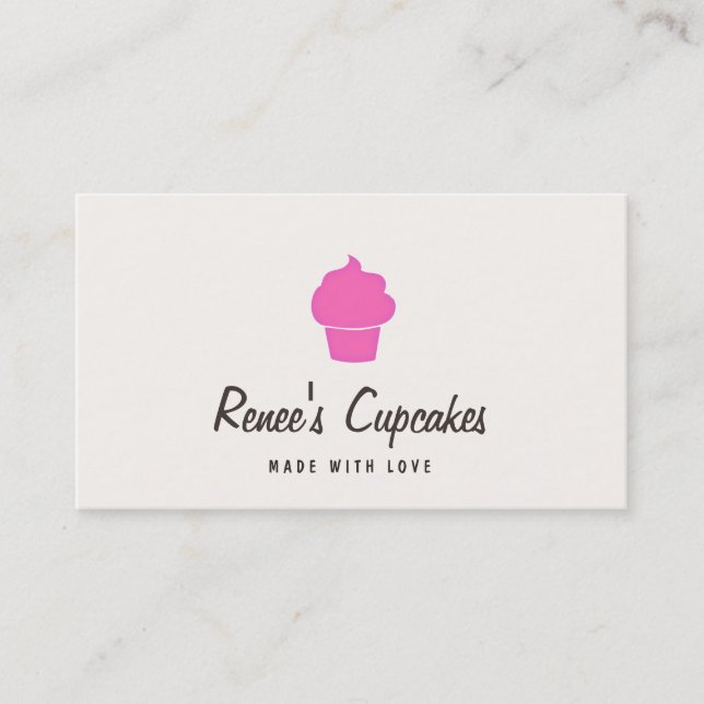 Tarjeta De Visita Pastel rosa lindo Sencillo Pastelería Retro Crema  (Anverso)