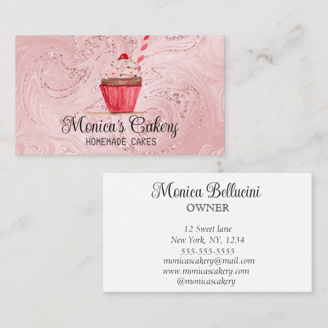 Tarjeta De Visita Pastel rosa Pasteles dulces pasteles caseros Autob (Anverso / Reverso)