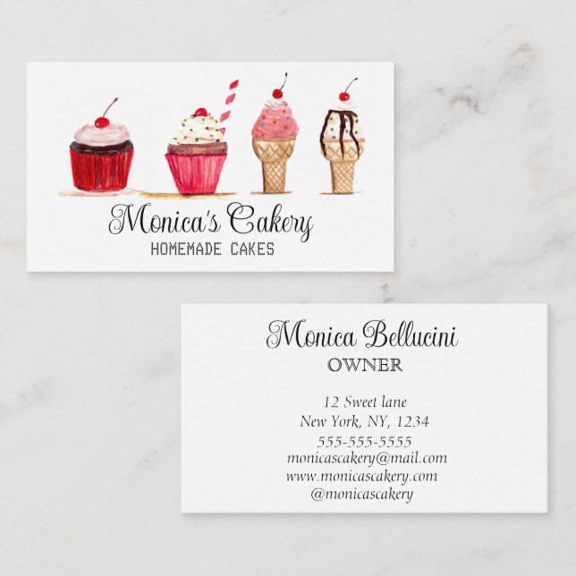 Tarjeta De Visita Pastel rosa Pasteles dulces pasteles caseros Panad (Anverso / Reverso)