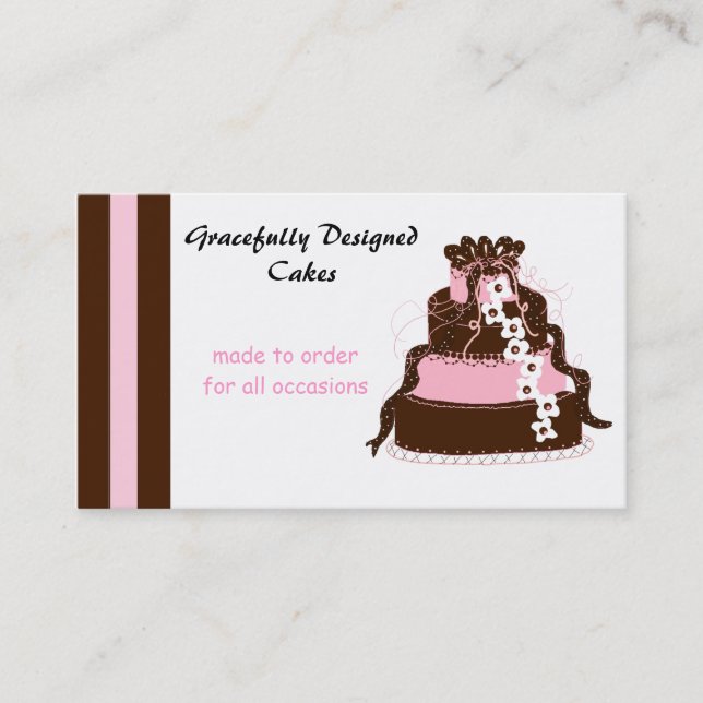 Tarjeta De Visita Pastel rosa y chocolate elegante (Anverso)