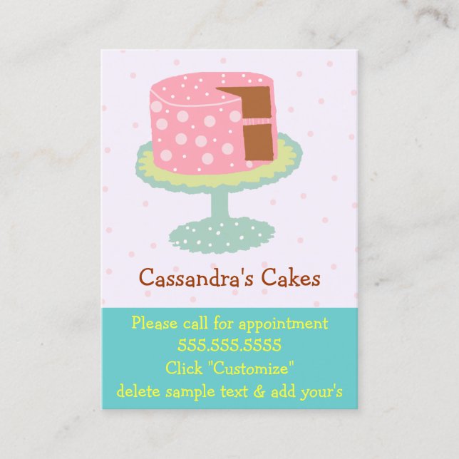 Tarjeta De Visita Pastel rosa y chocolate verde (Anverso)