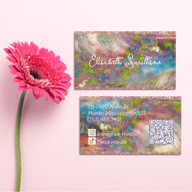 Tarjeta De Visita Pastel Rubor Holographic Rosa Gold Purpurina Girly (Subido por el creador)