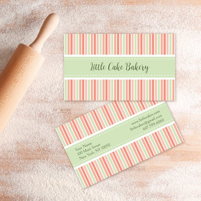 Tarjeta De Visita Pastel Stripes Bakery (Subido por el creador)