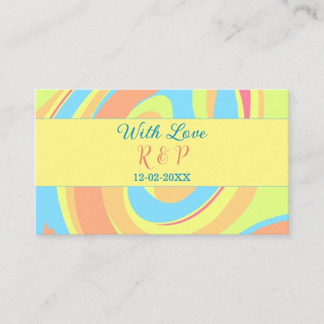 TARJETA DE VISITA PASTEL SWIRL RETRO AÑADIR NOMBRE LETRA FECHA DE LA (Anverso)