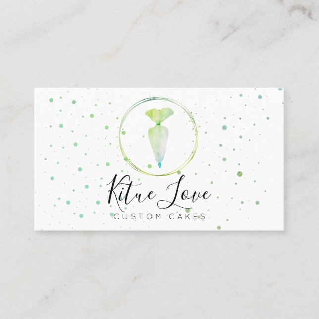 Tarjeta De Visita Pastel verde Bolsa de pastelería Baker Patisserie  (Anverso)