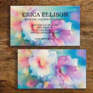 Tarjeta De Visita Pastel Watercolor Feminine Floral Profesional