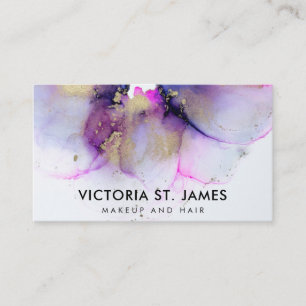 Tarjeta De Visita Pastel Watercolor Gold Flecks