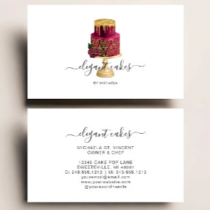 Tarjeta De Visita Pastelería Burgundy de Torta de Boda Elegante
